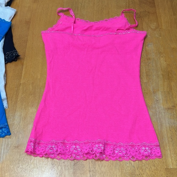 6 Justice size 14 girls camisoles w shelf bra. Pink, blue, mint, 2 white, black - Picture 2 of 5